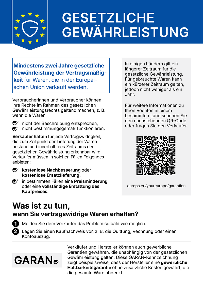 Harmonisierte Mitteilung über das gesetzliche Gewährleistungsrecht